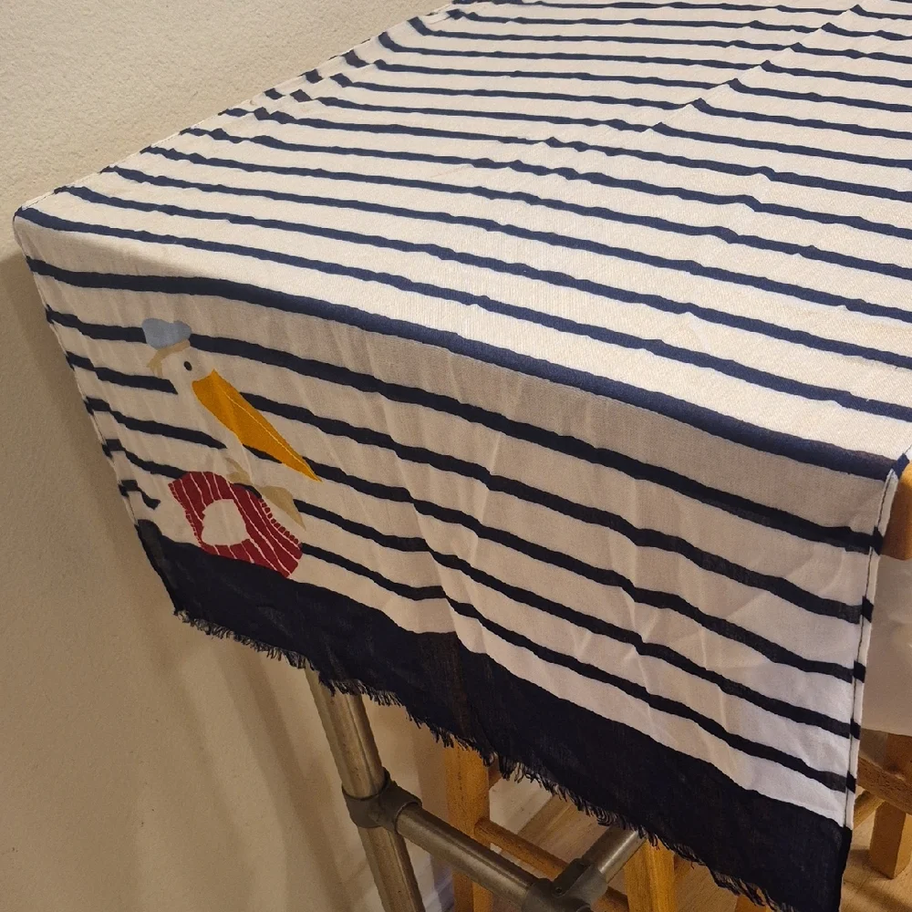 Kate Spade New York Blue & White Striped Pelican Scarf